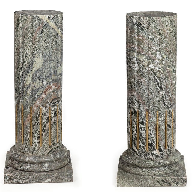 Pair of Classical Solid Marble Stop-Fluted Columns Pedestals For Sale - Image 4 of 18