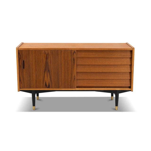 Wood 1960s Swedish Modern Small Teak Credenza With Built in Bar For Sale - Image 7 of 8