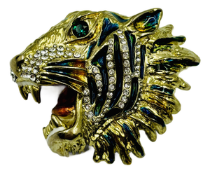 Glorious Gucci “Rajah” Encrusted Tiger Head Brooch