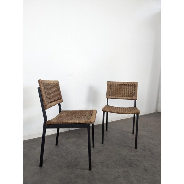 Vintage Modernist Rattan Chairs, 1950s, Set of 2, in Very Good conditions. Designed 1950 to 1959