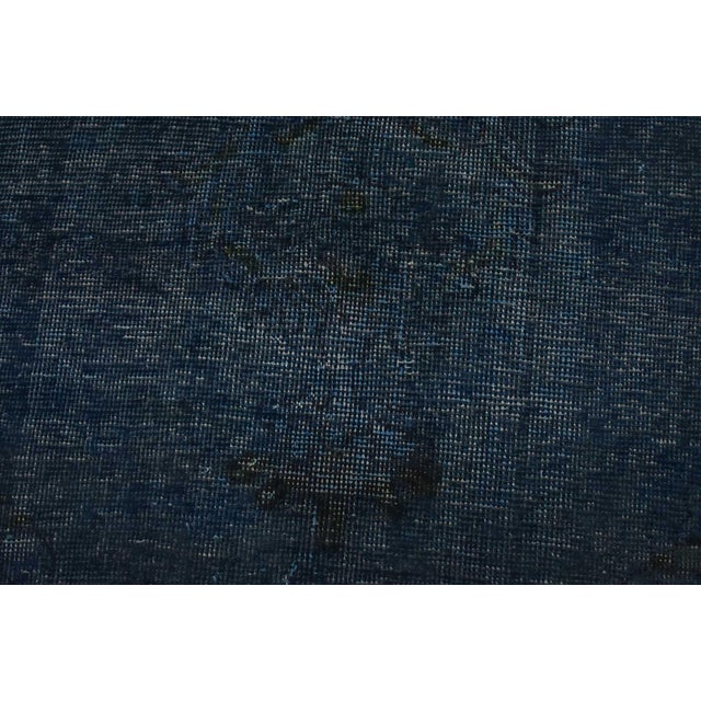 1980s Tabriz Rug 9’4” X 12’5” Blue Wool Vintage Overdyed Hand-Knotted Carpet For Sale - Image 5 of 15