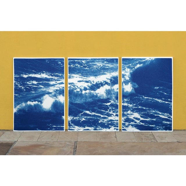 Paper 2020 Australian Landscape Nautical Triptych Cyanotype Print on Watercolor PaperMulti Paneled Art by Kind of Cyan - Set of 3 For Sale - Image 7 of 12