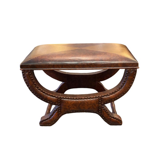 Pair Tuscan Leather Foot Stools For Sale - Image 4 of 10