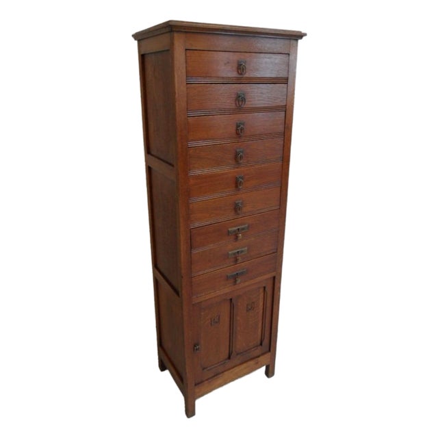 Antique Dutch Oak Filing Cabinet with Drawers, 1890s For Sale