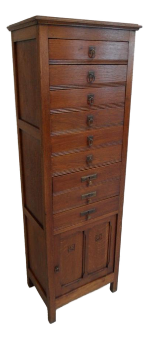 Antique Dutch Oak Filing Cabinet with Drawers, 1890s