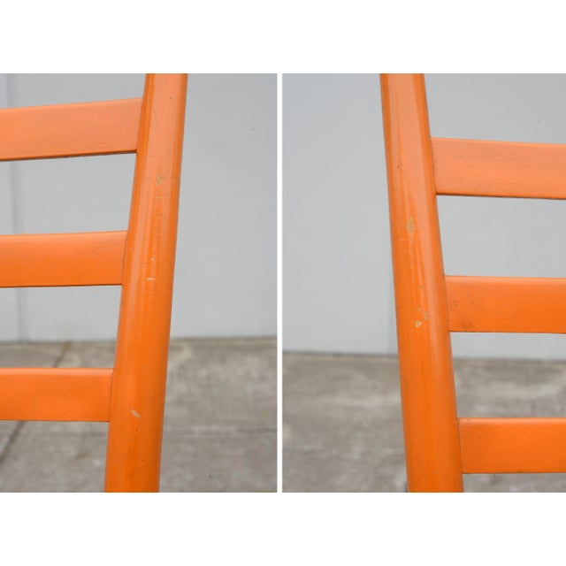 1950s Gio Ponti Style Orange Ladder Back Chairs - a Pair For Sale - Image 9 of 13