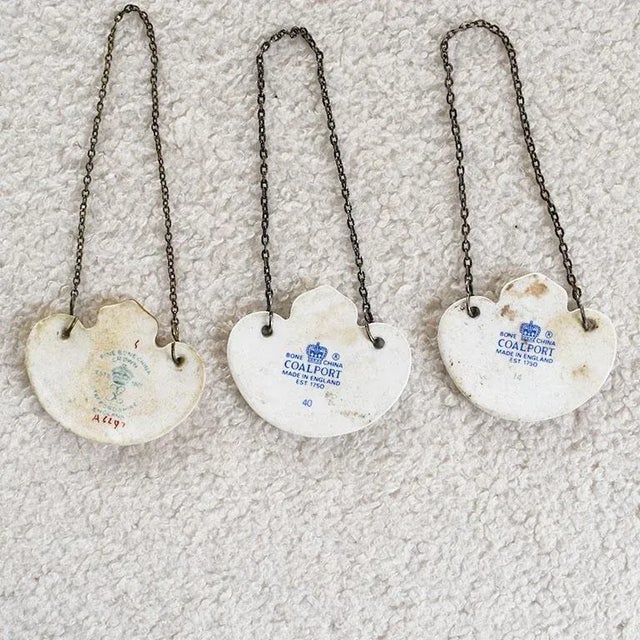 Early 20th Century Set of 3 Antique Hand Painted Bone China Liquor Bottle Tags by Coalport England For Sale - Image 5 of 5