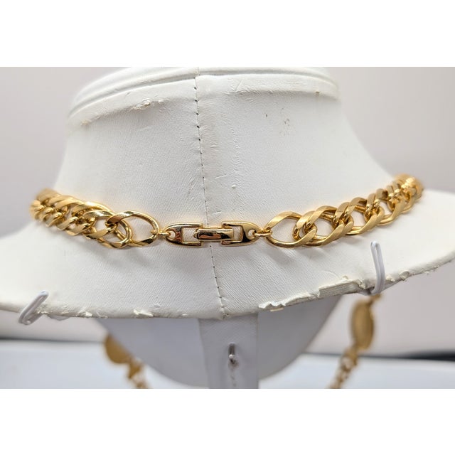 Metal Vintage 1988 Signed Napier Goldtone Cabochon Faux-Onyx Sautoir Necklace For Sale - Image 7 of 8