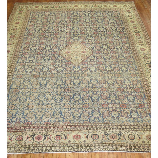 Large Traditional Blue Field Antique Persian Tabriz For Sale In New York - Image 6 of 6