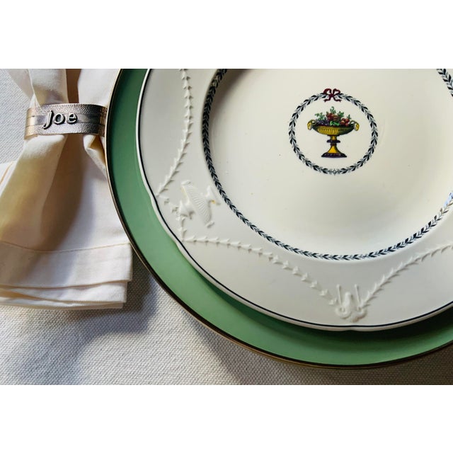 Mackenzie-Childs Sage Green Enamel 12” Chargers - Set of 4 For Sale - Image 10 of 15