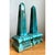 Hollywood Regency Vintage Blue Glazed Ceramic Obelisks For Sale - Image 3 of 12
