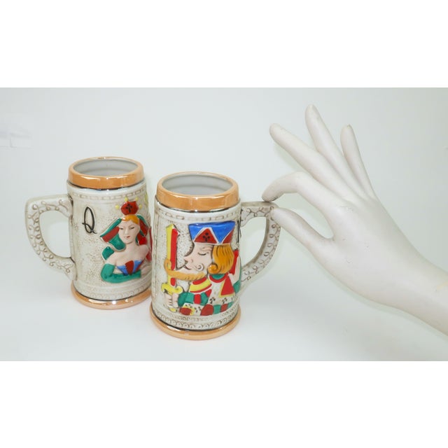 Lustreware King & Queen Playing Card Beer Steins Novelty Barware, a Pair For Sale - Image 11 of 12