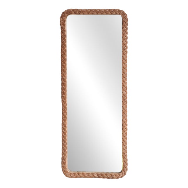 French Riviera Wicker Mirror, France, 1960s For Sale