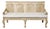 English 19th Century Oak Bench with Carved Back, Downswept Arms and Cushion For Sale