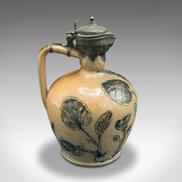 1871's English Antique Decorative Ceramic Flagon For Sale - Image 4 of 12