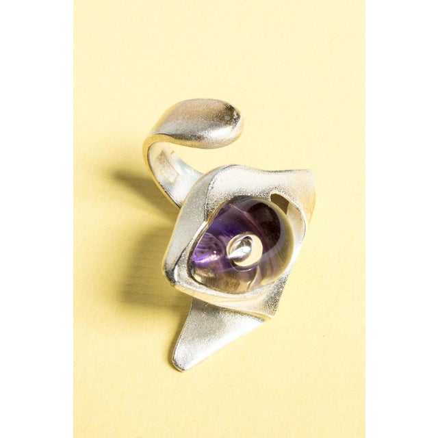 Purple Silver Rooster Ring by Björn Weckström, 1974 For Sale - Image 8 of 8
