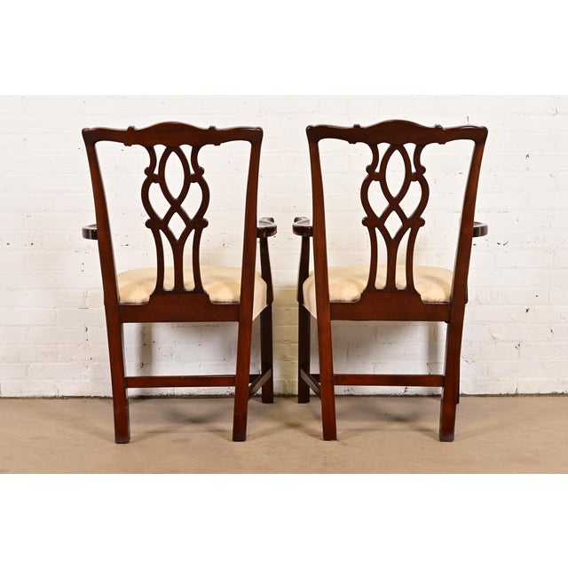 Kindel Furniture Georgian Carved Mahogany Armchairs, Pair For Sale - Image 10 of 14