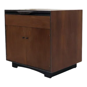 John Stuart Walnut One Drawer Two Doors Compartment End Table Nightstand