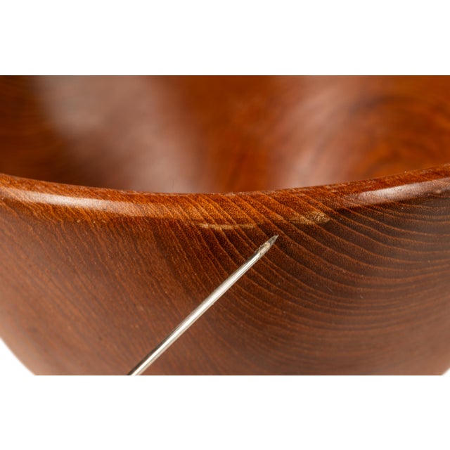 Set of Four ( 4 ) Mid-Century Organic Modern Wood-Turned Salad / Serving Bowls in Solid Burmese Teak, C. 1970's For Sale - Image 12 of 17