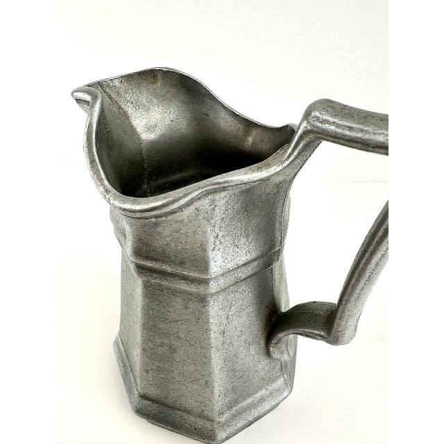 1950s Vintage Geometric Pewter Pitcher in the Style of Arts and Crafts For Sale - Image 5 of 12