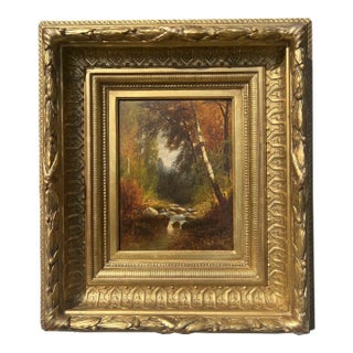 19th Century Adirondack Stream in Fall Oil Painting For Sale
