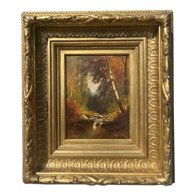 19th Century Adirondack Stream in Fall Oil Painting For Sale