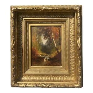 19th Century Adirondack Stream in Fall Oil Painting