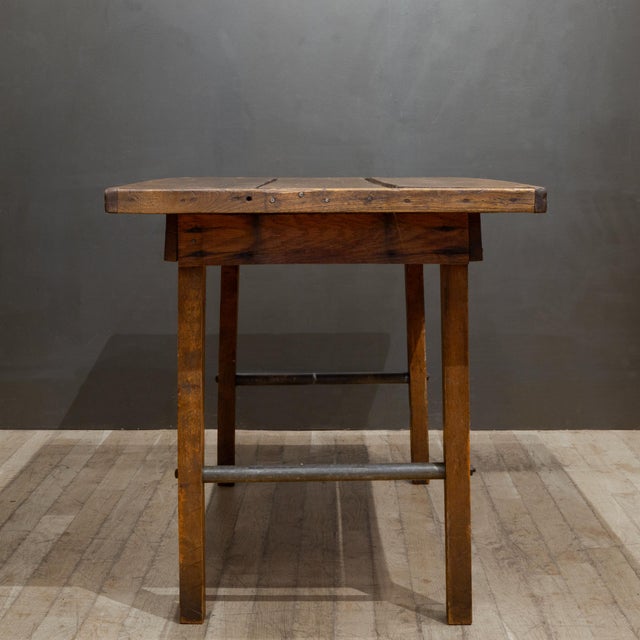 Brown 19th C. Hand Made Primitive Solid Oak High Table c.1850 For Sale - Image 8 of 10