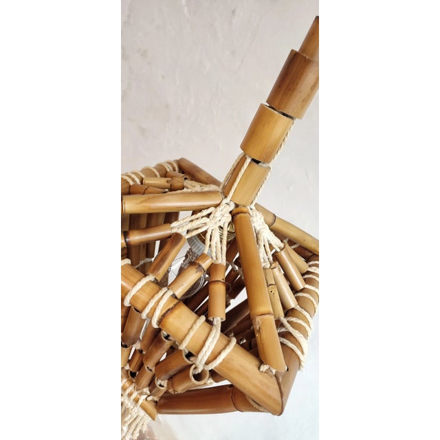 Bamboo and Macramé Ceiling Lamp, Spain, 1980s For Sale - Image 3 of 11