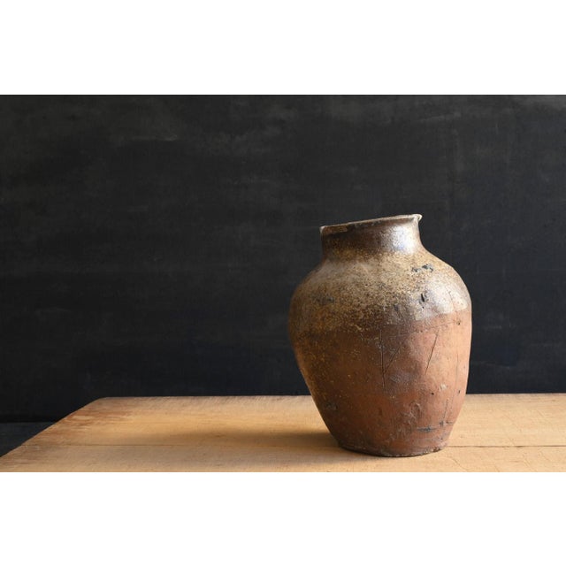 Japanese Antique Pottery Jar 15th-16th Century/ Wabi-Sabi Jar/Tokoname Vase For Sale - Image 16 of 18