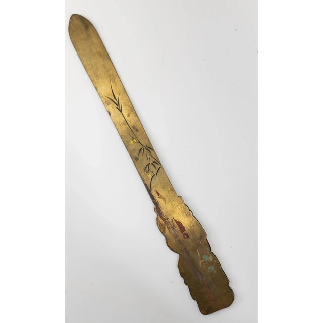 Early 20th Century Japanese Brass Page Turner Letter Opener With Samurai For Sale - Image 4 of 5