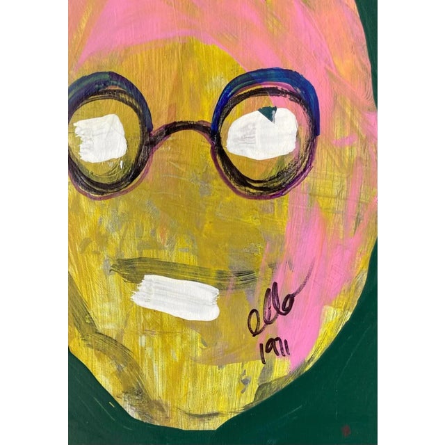 Mid 20th Century Vintage Oil Painting of Faces Signed Olin 1971 For Sale - Image 5 of 9