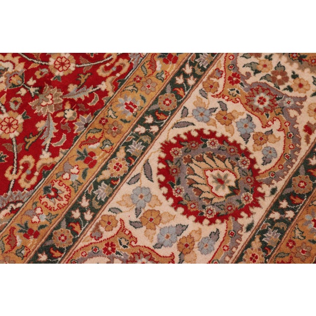 1990s Elegant Floral Pak-Persian Red/Beige Wool Rug - 8'1'' X 9'10'' For Sale - Image 5 of 9