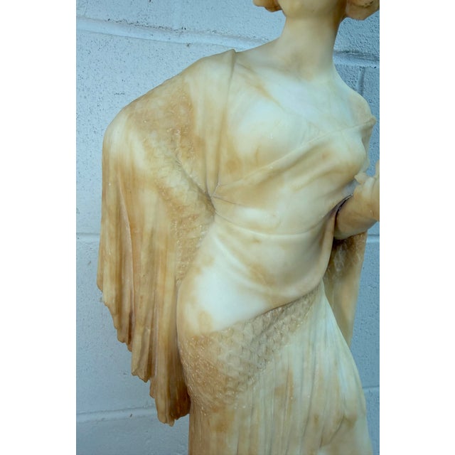 Large Antique Hand Carved Alabaster Stone Lady Woman Sculpture Statue Art Marble For Sale - Image 9 of 16