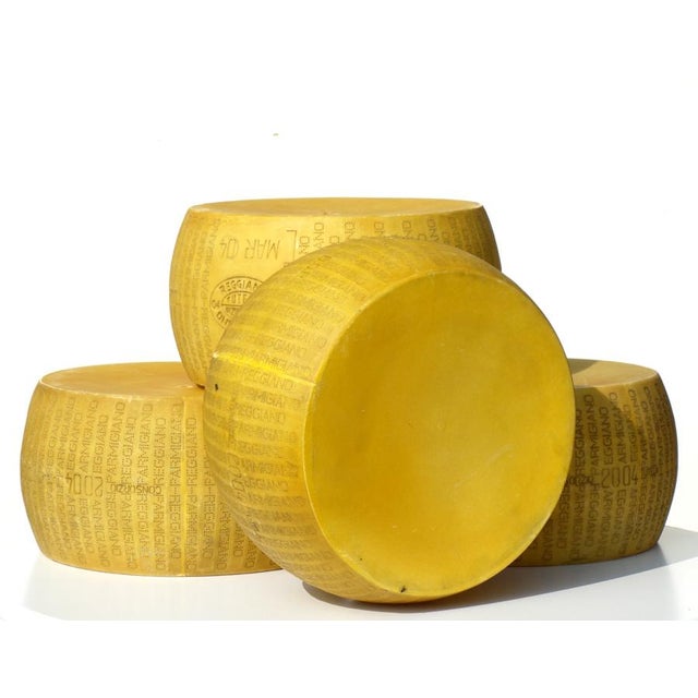 Grana Padano cheese wheels in plastic Vintage advertising material Very good condition This piece has an attribution mark,...