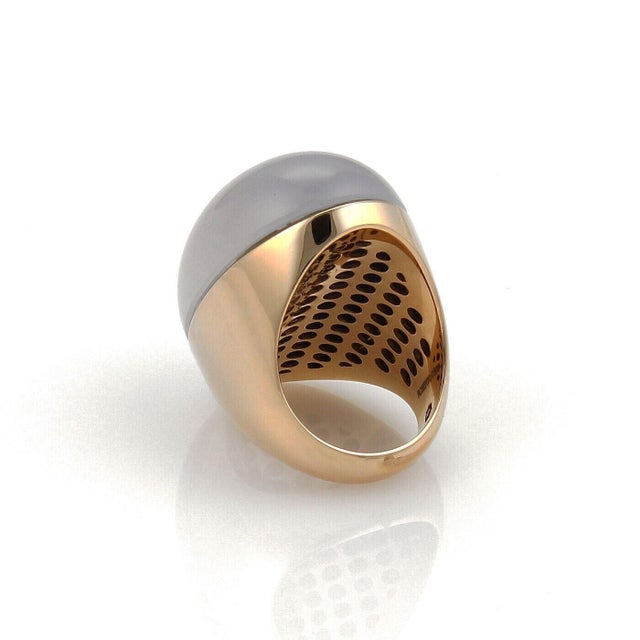 Late 20th Century Roberto Coin 18k Rose Gold Chalcedony Dome Ring - Size 7 For Sale - Image 5 of 6