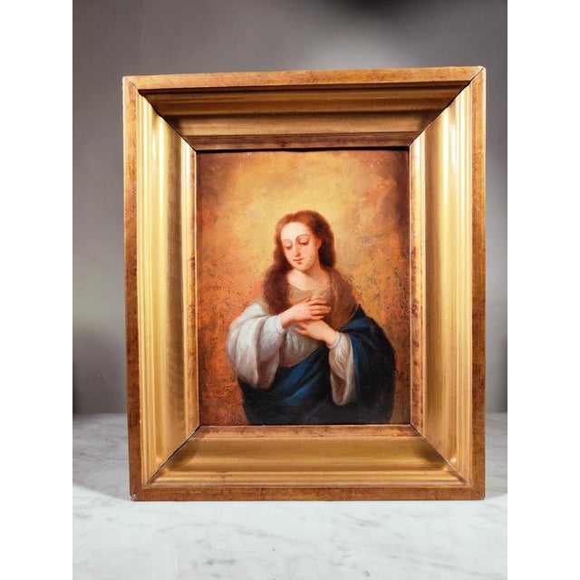 Virgin Mary, Oil on Copper, 17th Century, Framed For Sale - Image 3 of 13