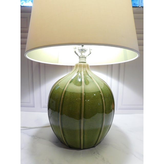Vintage Tanner Kenzie Avocado Green Ceramic Gourd Lamps - Pair For Sale - Image 4 of 17