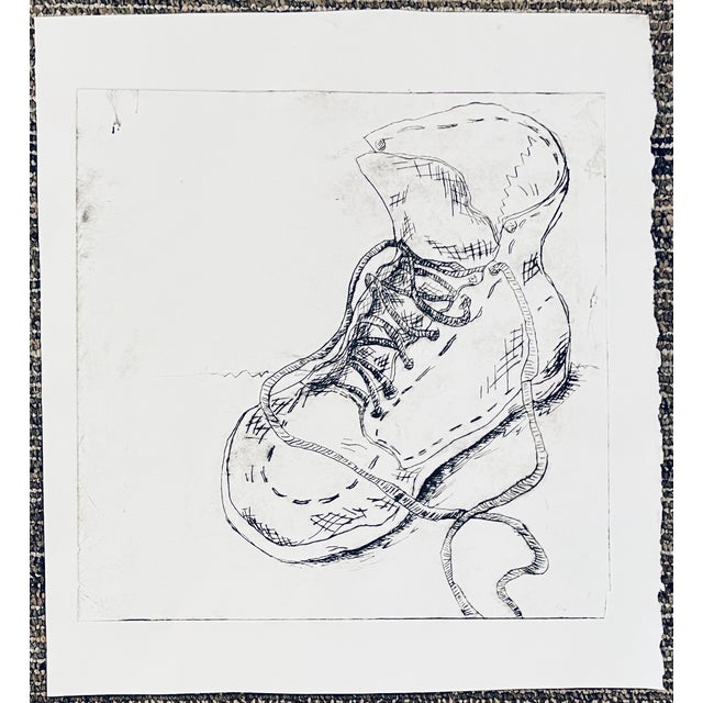 Traditional 1980s Etching of a Shoe For Sale - Image 3 of 3