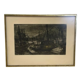 Late 20th Century Signed Limited Edition Harbor Boats Art. For Sale