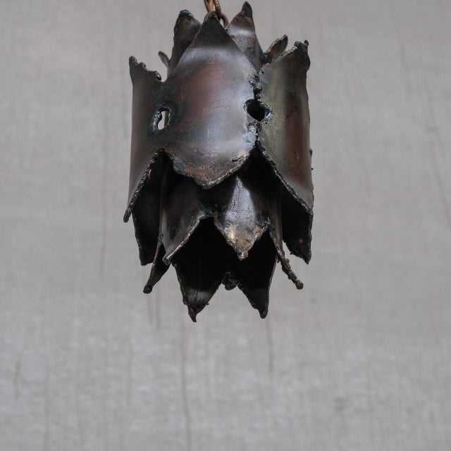 Metal Late 20th Century Brutalist Swedish Pendant Lights, 1970s, Set of 3 For Sale - Image 7 of 9