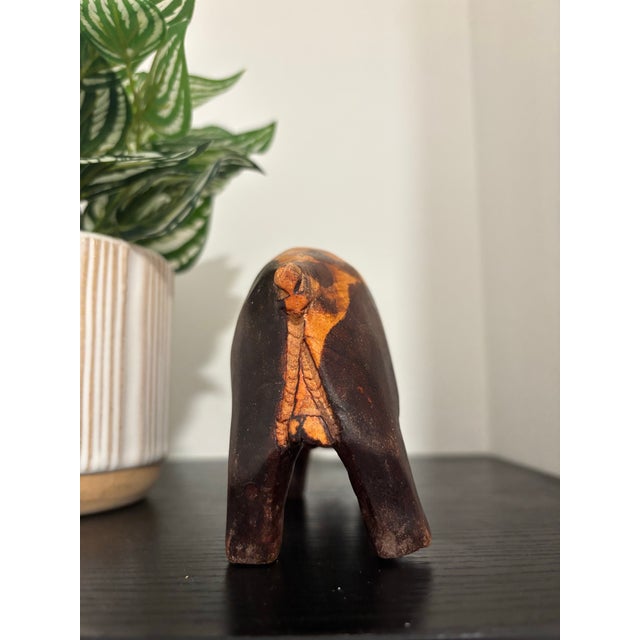 Vintage Hand-Carved Wood Pig Folk Art Sculpture For Sale - Image 9 of 10
