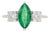 Natural Marquise Emerald & Diamond Three-Stone Engagement Ring Size 7 in 18k Gold For Sale
