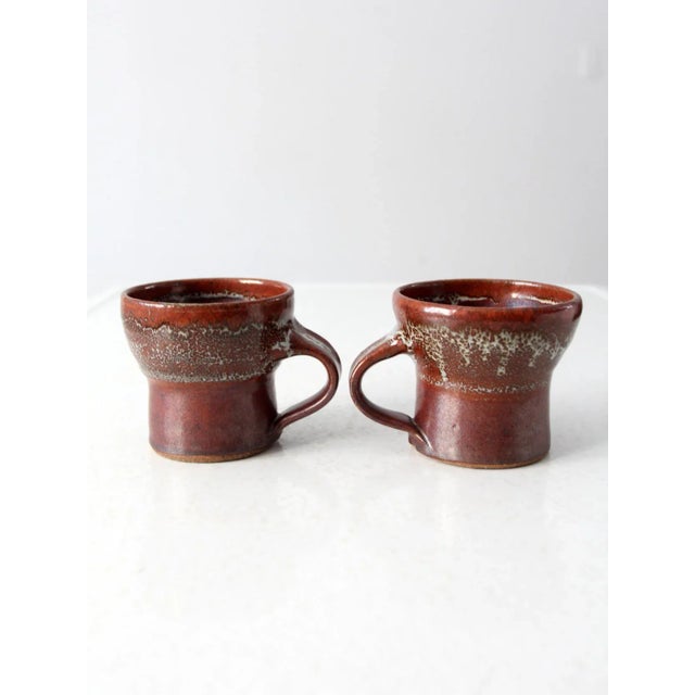 Vintage Studio Pottery Mugs Pair For Sale - Image 4 of 8