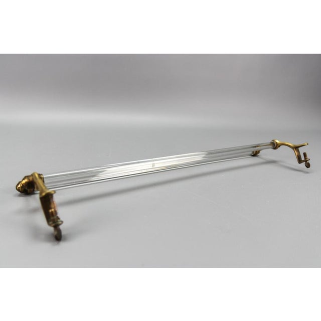Metal Art Deco French Double Glass Towel Holder with Brass Ends, 1930s For Sale - Image 7 of 18