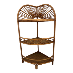 Bamboo and Rattan Corner Shelf Etagere