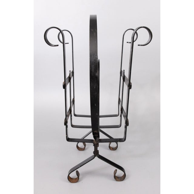 French Country Mid 20th Century French Black Wrought Iron Magazine Rack For Sale - Image 3 of 8