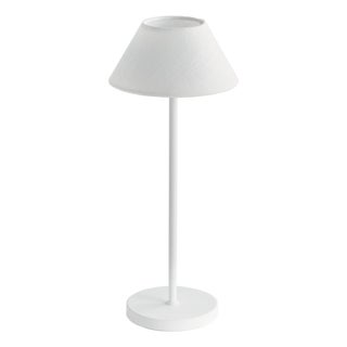 Alluna Cordless Led Lamp 14" - White Linen Shade/White Base For Sale