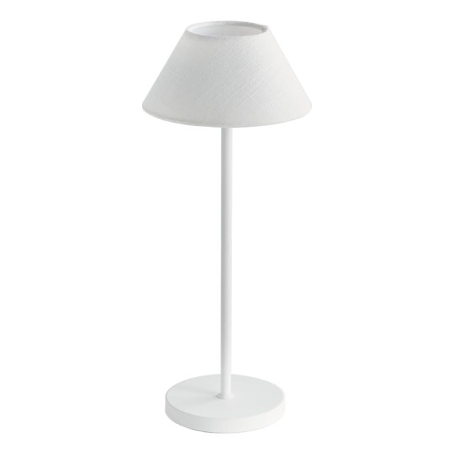 Alluna Cordless Led Lamp 14" - White Linen Shade/White Base For Sale