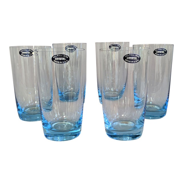 Blue Crystal Highball Glasses Set of 8 Chairish